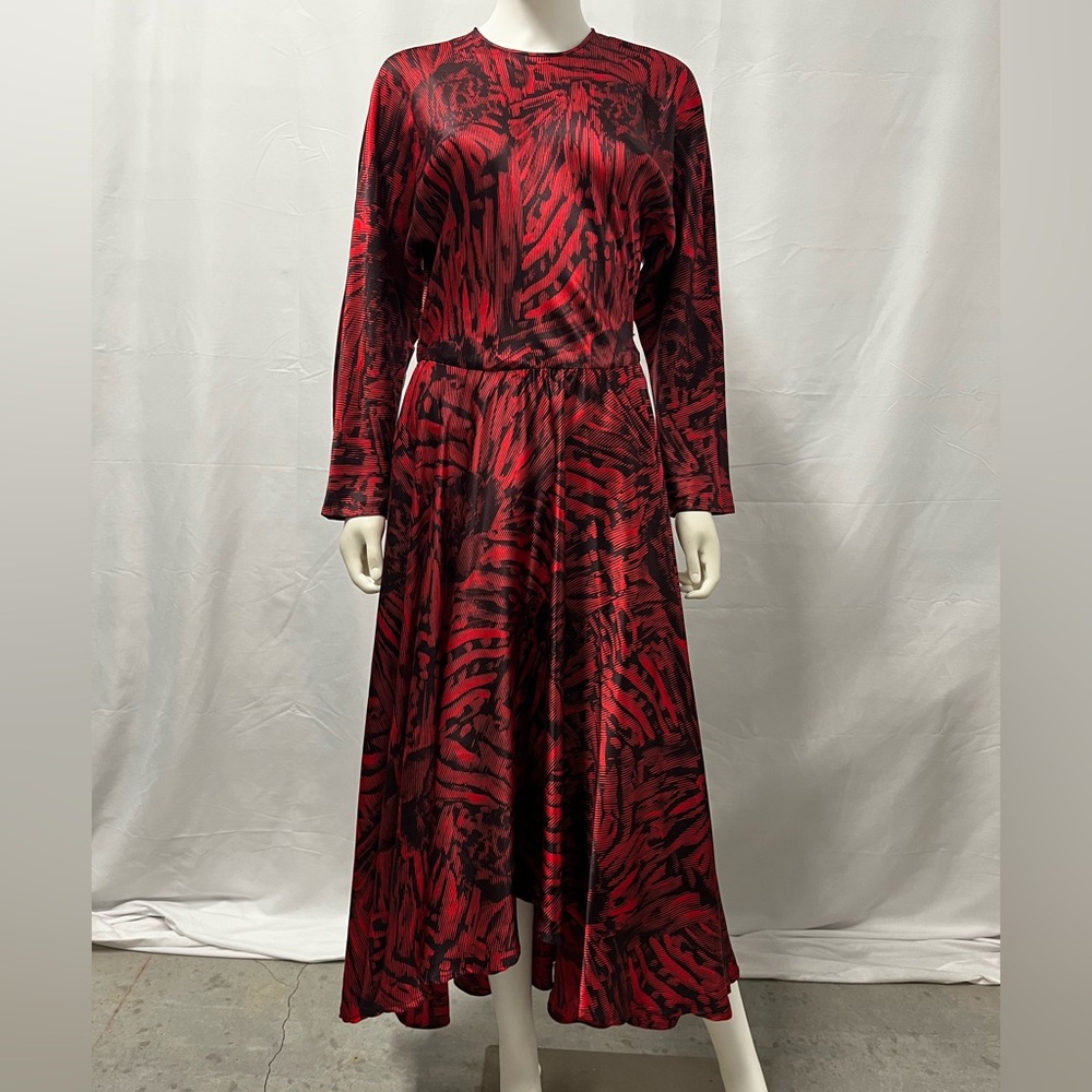 VTG 80s Debora Kuchme 100% Silk Red Satin Backless Midi Cocktail Party Dress - Picture 4 of 15